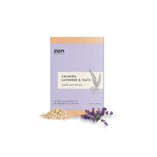 Zen Naturals Calming Lavender & Oats Bathing Bar – Handcrafted Natural Luxury Soap | Anti-Ageing Formula | For All Skin Types | 100g | Paraben & Sulphate Free