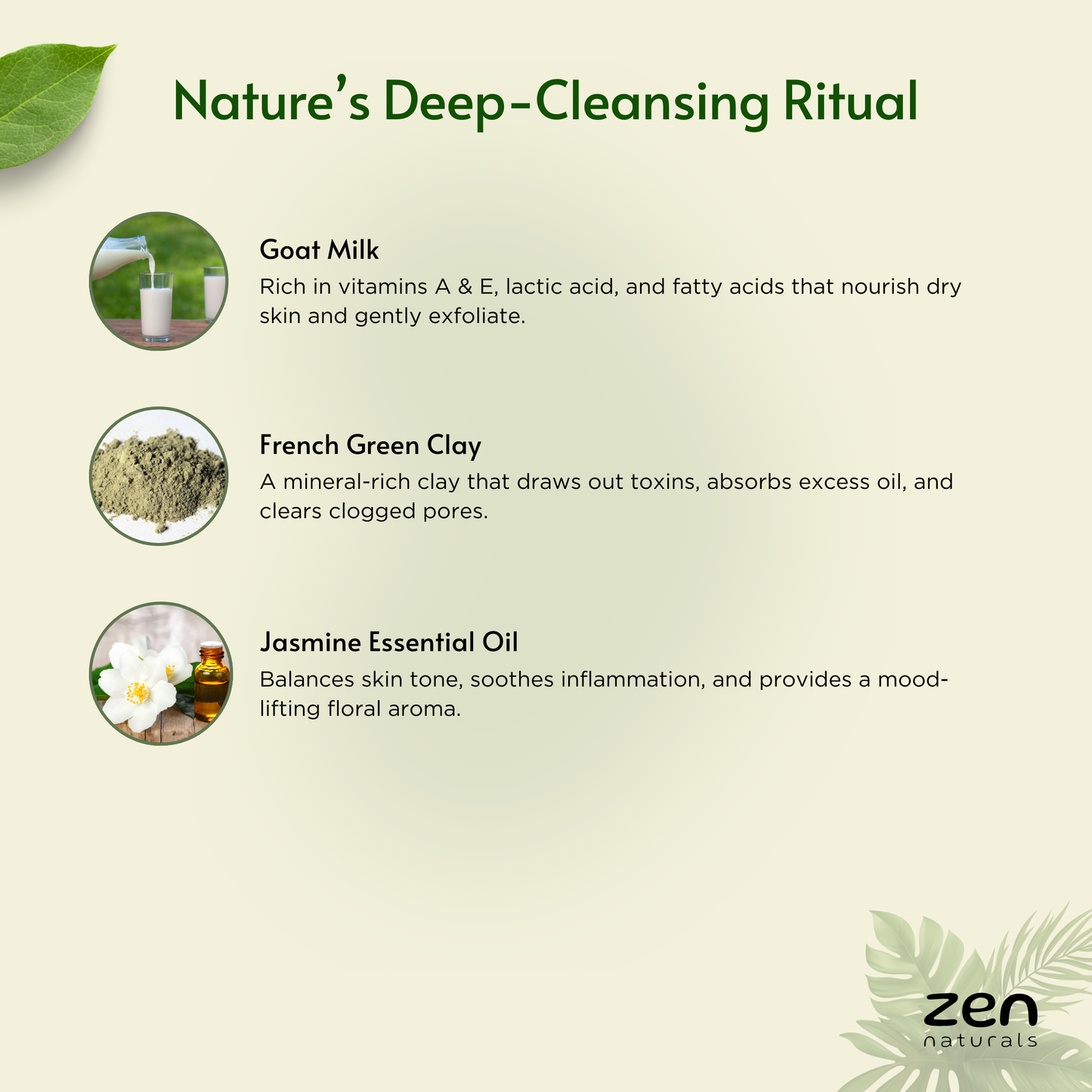 Zen Naturals Soothing Goat Milk Jasmine Bar โ Handcrafted Luxury Bathing Soap | Anti-Ageing Formula | For All Skin Types | 100g | Paraben & Sulphate Free