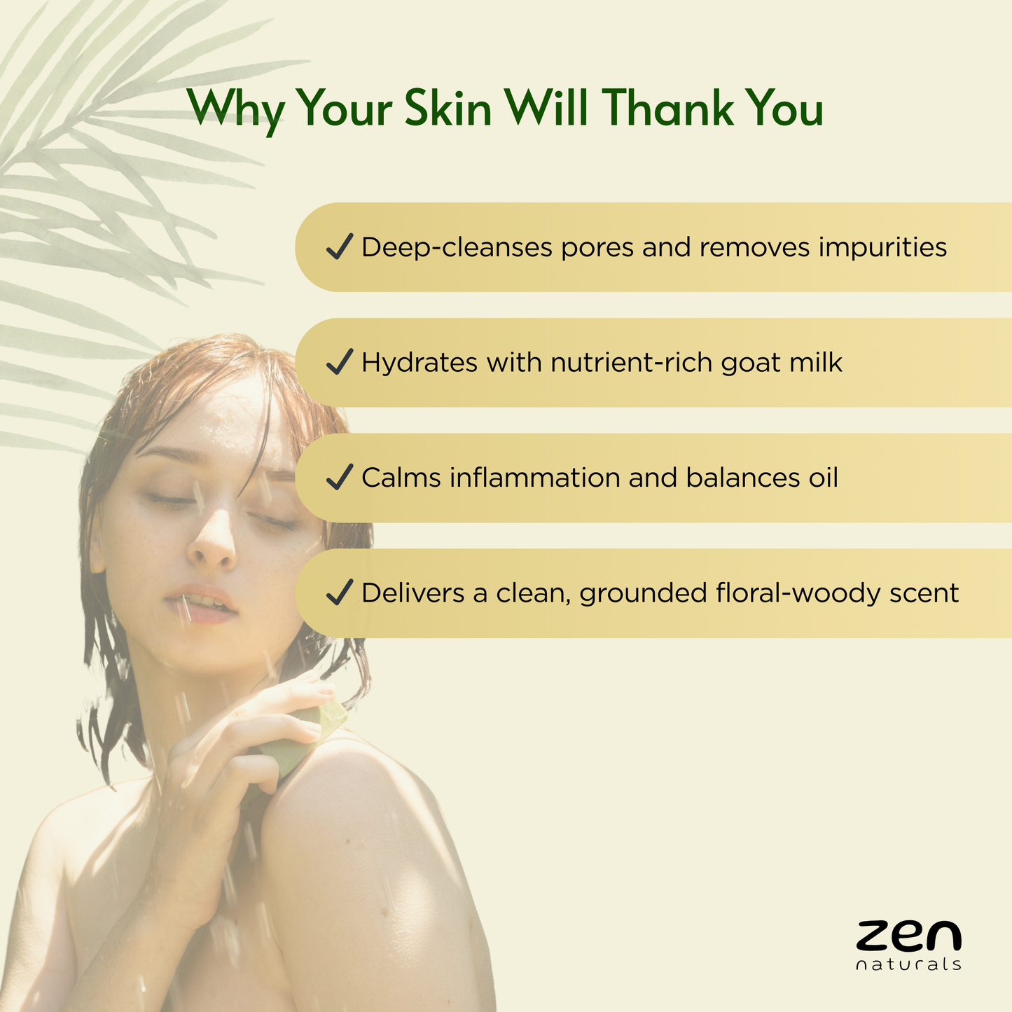 Zen Naturals Soothing Goat Milk Jasmine Bar โ Handcrafted Luxury Bathing Soap | Anti-Ageing Formula | For All Skin Types | 100g | Paraben & Sulphate Free