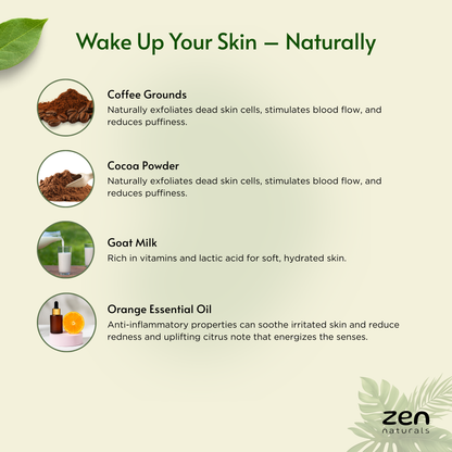 Zen Naturals Mocha Morning Polish Bar – Exfoliating Luxury Soap with Coffee & Cocoa | Anti-Ageing | For All Skin Types | 100g | Paraben & Sulphate Free